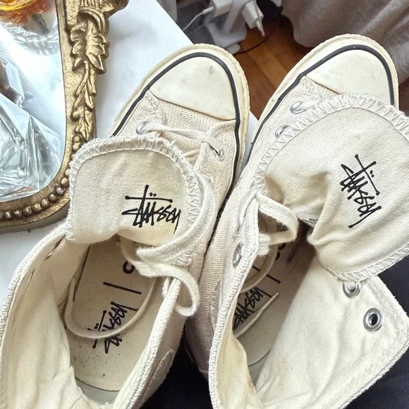 Converse Stussy Cream High-Top Sneakers - Picture 5 of 5